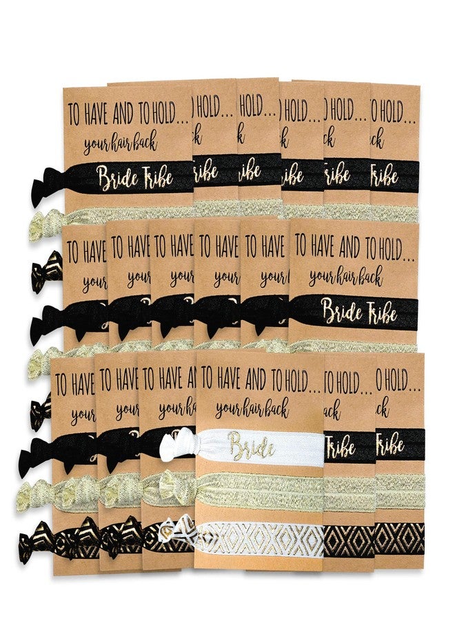 Pop Fizz Designs 18 Pack of Bachelorette Party Favors | 17 Bride Tribe Hair Ties and 1 Bride to Be Hair Tie | Bachelorette Hair Ties - Image 1