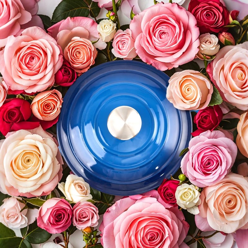 Alathote 6 Quart Dutch Oven Enameled Cast Iron with Lid - Big Dual Handles - Oven Safe up to 500°F - Classic Round Pot for Versatile Cooking Blue - Image 2