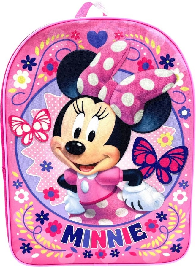 روز حقيبة ظهر مدرسية للأطفال من ماركة Ruz Minnie Mouse، مقاس 15 بوصة، لون وردي - Image 1
