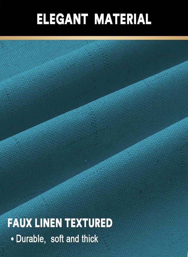 PrinceDeco ستائر PrinceDeco Primitive Textured Linen 100% معتمة لغرفة النوم / غرفة المعيشة، ستائر معتمة بطول 84 بوصة، ستائر موفرة للطاقة مع بطانة بيضاء (لوحتان، أزرق ياقوتي) - Image 4