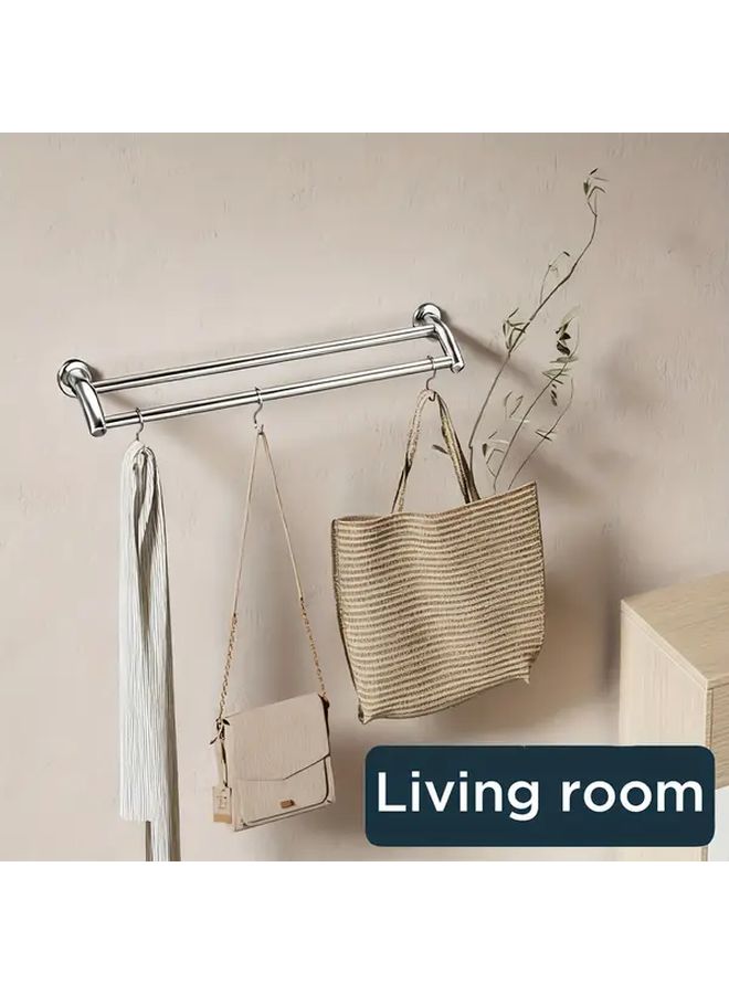 24 Inch SUS304 Stainless Steel Double Towel Bar Wall Mounted No Drill - Image 1