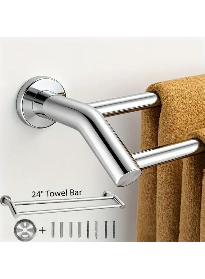 24 Inch SUS304 Stainless Steel Double Towel Bar Wall Mounted No Drill - Image 3