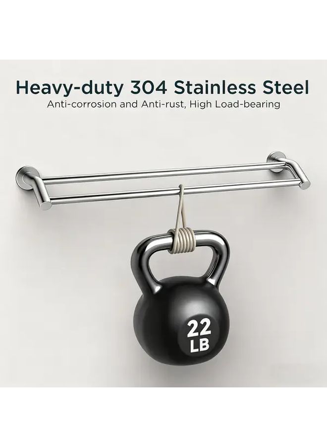 24 Inch SUS304 Stainless Steel Double Towel Bar Wall Mounted No Drill - Image 5
