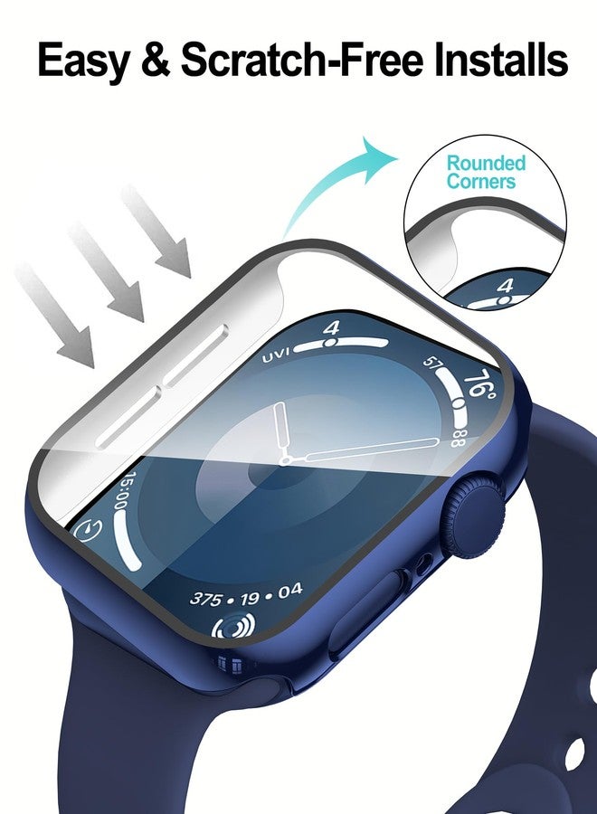 Smiling 2 Pack Case Built in Tempered Glass Screen Protector Compatible with Apple Watch SE 2 (2024)/SE/Series 6/Series 5/Series 4 44mm, Hard PC Case Overall Protective Cover-1 Black + 1 Blue - Image 4