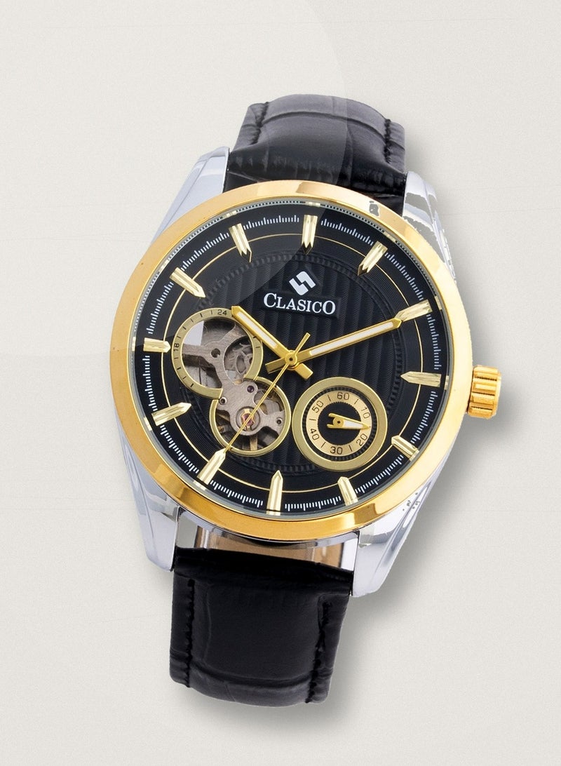 Clasico Elite Men's Open Heart Skeleton Leather Strap Watch – Automatic Mechanical Movement | Genuine Leather Band | Luxury Business Wrist Watch for Men - Image 5