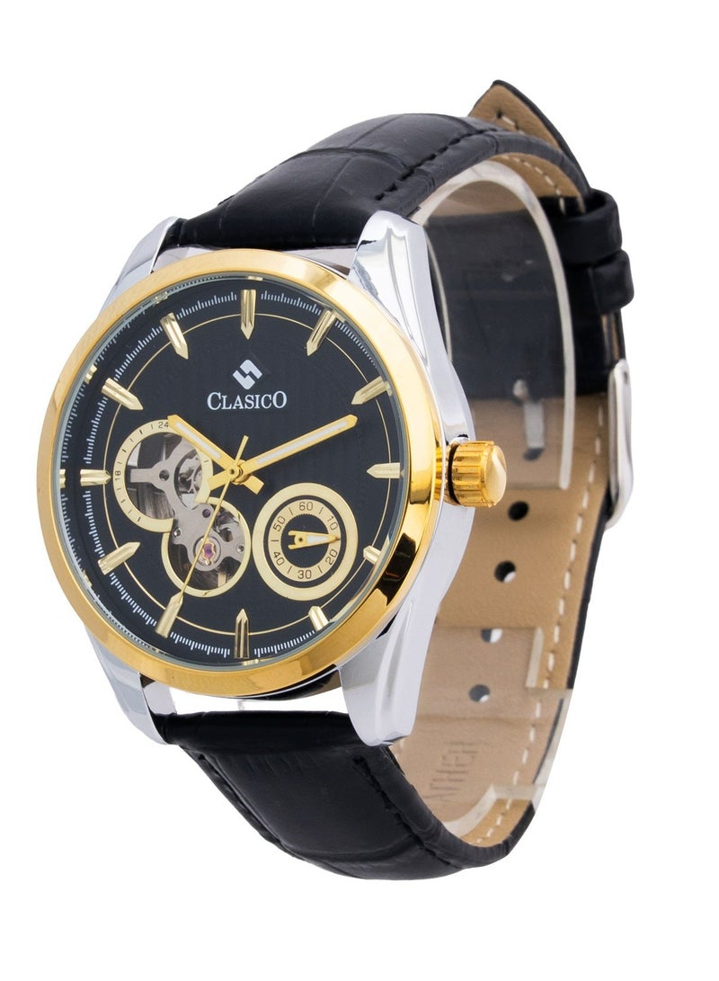 Clasico Elite Men's Open Heart Skeleton Leather Strap Watch – Automatic Mechanical Movement | Genuine Leather Band | Luxury Business Wrist Watch for Men - Image 2
