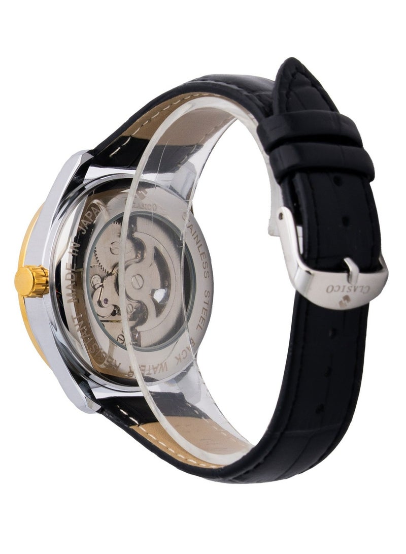Clasico Elite Men's Open Heart Skeleton Leather Strap Watch – Automatic Mechanical Movement | Genuine Leather Band | Luxury Business Wrist Watch for Men - Image 4