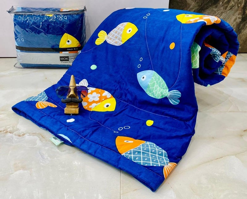 Blenzza Deco™ Glace Cotton Single Bed Reversible Babies & Kids Comforter/Dohar/Quilt, 200 GSM (60x90 Inches Fish) (0 to 8 Years) - Image 1