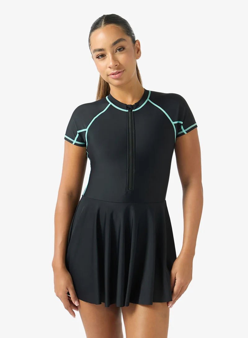 Frwd Zip Up Swimsuit with Skirt