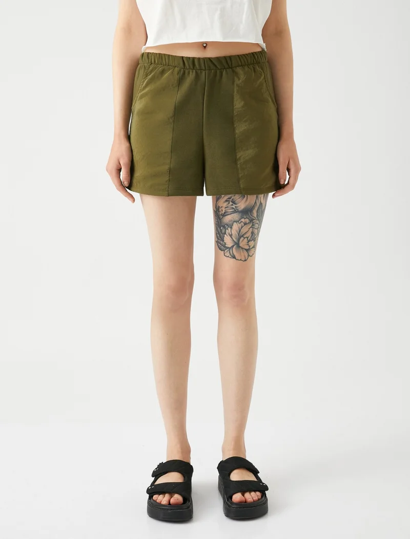 KOTON Mini Shorts with Elastic Waist and Pocket Detail