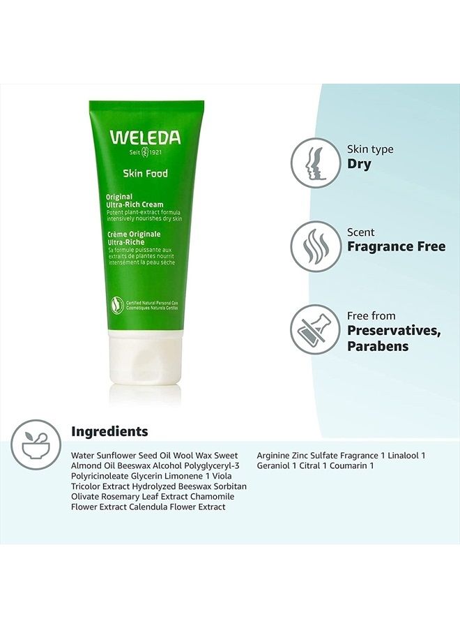 Weleda كريم الجسم الأصلي فائق الغنى من سكين فود، مجموعة من 3 قطع، 2.5 أونصة سائلة (عبوة من 1)، 1 أونصة سائلة (عبوة من 2)، مرطب غني بالنباتات وعناية بالشفاه مع البابونج والقطيفة - Image 2