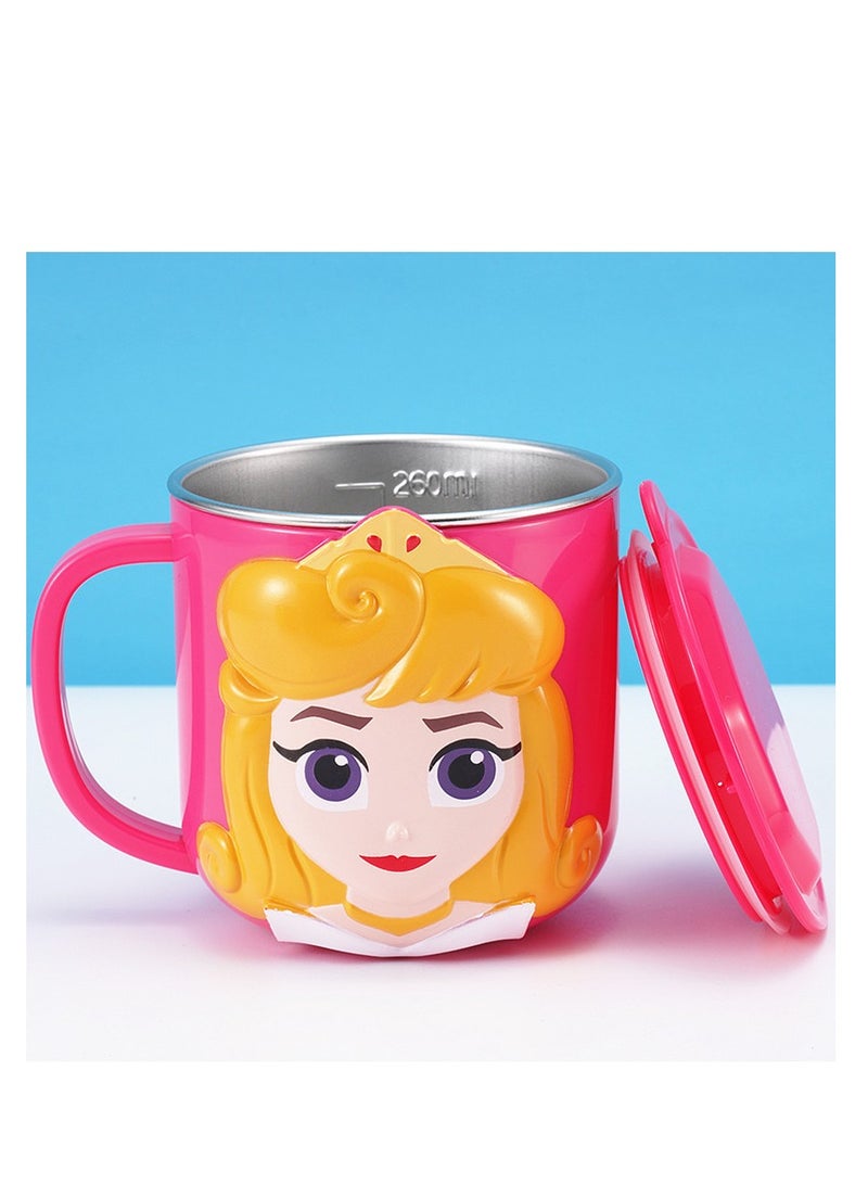 إيزي سو 260ml الجمال النائم الحليب كأس ، كأس الإفطار ، 316 الفولاذ المقاوم للصدأ مع غطاء كوب ، كوب قياس مع مقبض