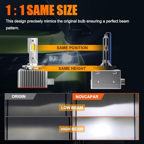 NOVCAPAR D1R D1S LED Bulb120W High Power24000LM 600 Brightness6500K Cool WhiteHigh and Low BeamPlug and PlayD1S LED Bulbs Canbus Error FreeFog Light Bulbs - Image 3