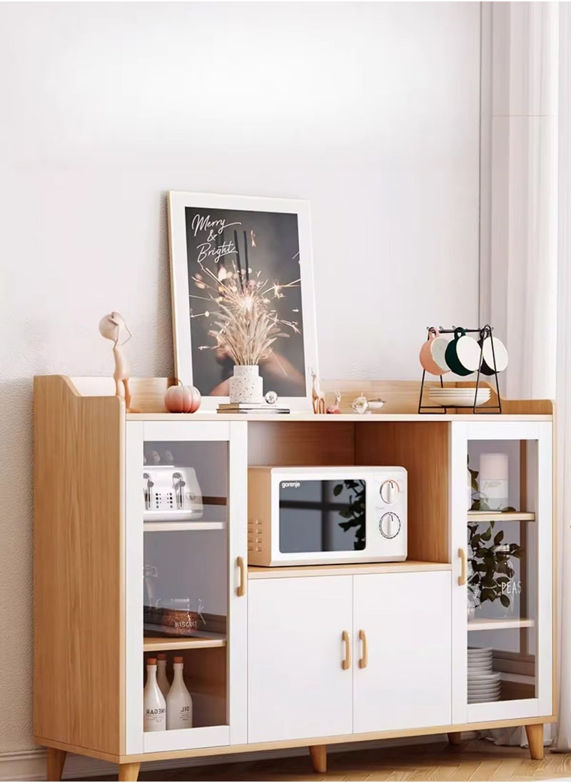 AGD Coffee Corner Cabinet for Living Room or Office with Doors, Drawers and Microwave Holder, Large Surface for Coffee Machine, Cups, Antiques and Plants, Entryway Side Cabinet  - Image 3