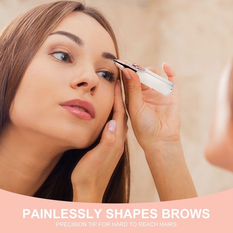 White Portable Painless Shaver For Women 2 In 1 Facial Hair Remover Lipstick Shaped Electric Eyebrow Trimmer Mini Eyebrow Glazing Device - Image 5