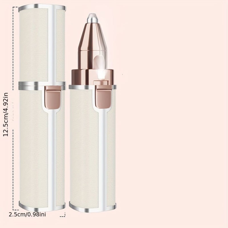 White Portable Painless Shaver For Women 2 In 1 Facial Hair Remover Lipstick Shaped Electric Eyebrow Trimmer Mini Eyebrow Glazing Device - Image 4