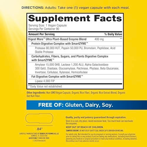 Renew Life Adult DigestMore Ultra Enzymes UltraStrength PlantBased Digestive Enzyme Formula for Men Women 90 Vegetarian Capsules - Image 5