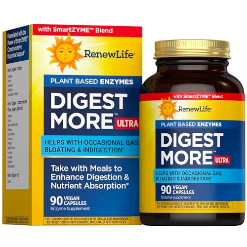 Renew Life Adult DigestMore Ultra Enzymes UltraStrength PlantBased Digestive Enzyme Formula for Men Women 90 Vegetarian Capsules - Image 2