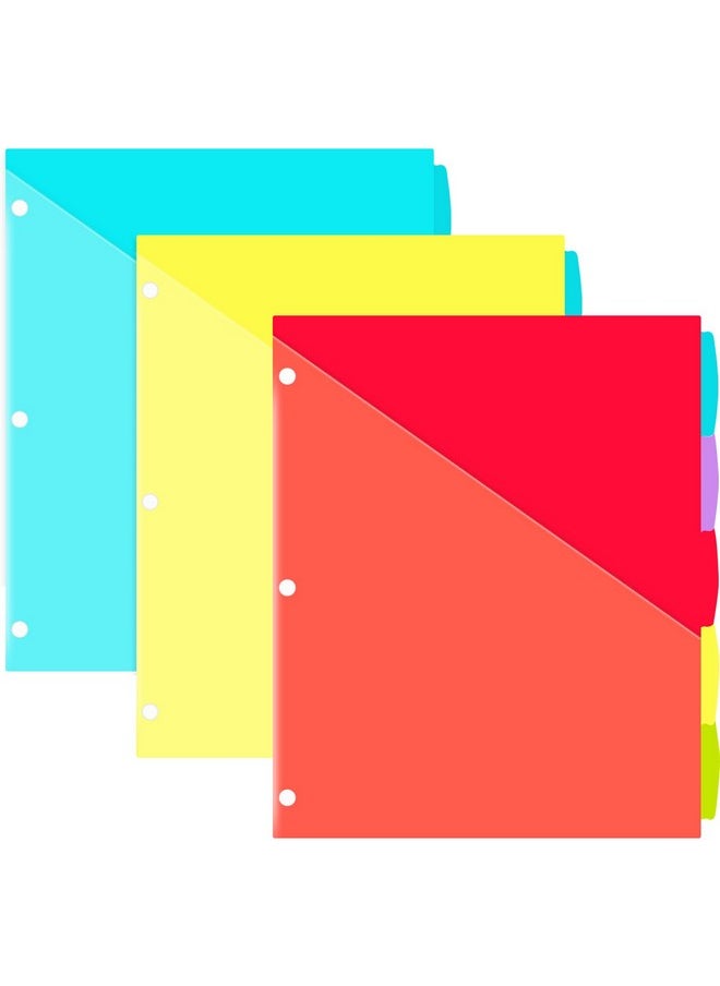 INFUN - 5Tab Plastic Binder Dividers With Front Pockets 3 Sets15 Pcs Multicolor Binder Dividers With Tabs For Binders 5 Tab Dividers With Pockets - Image 1