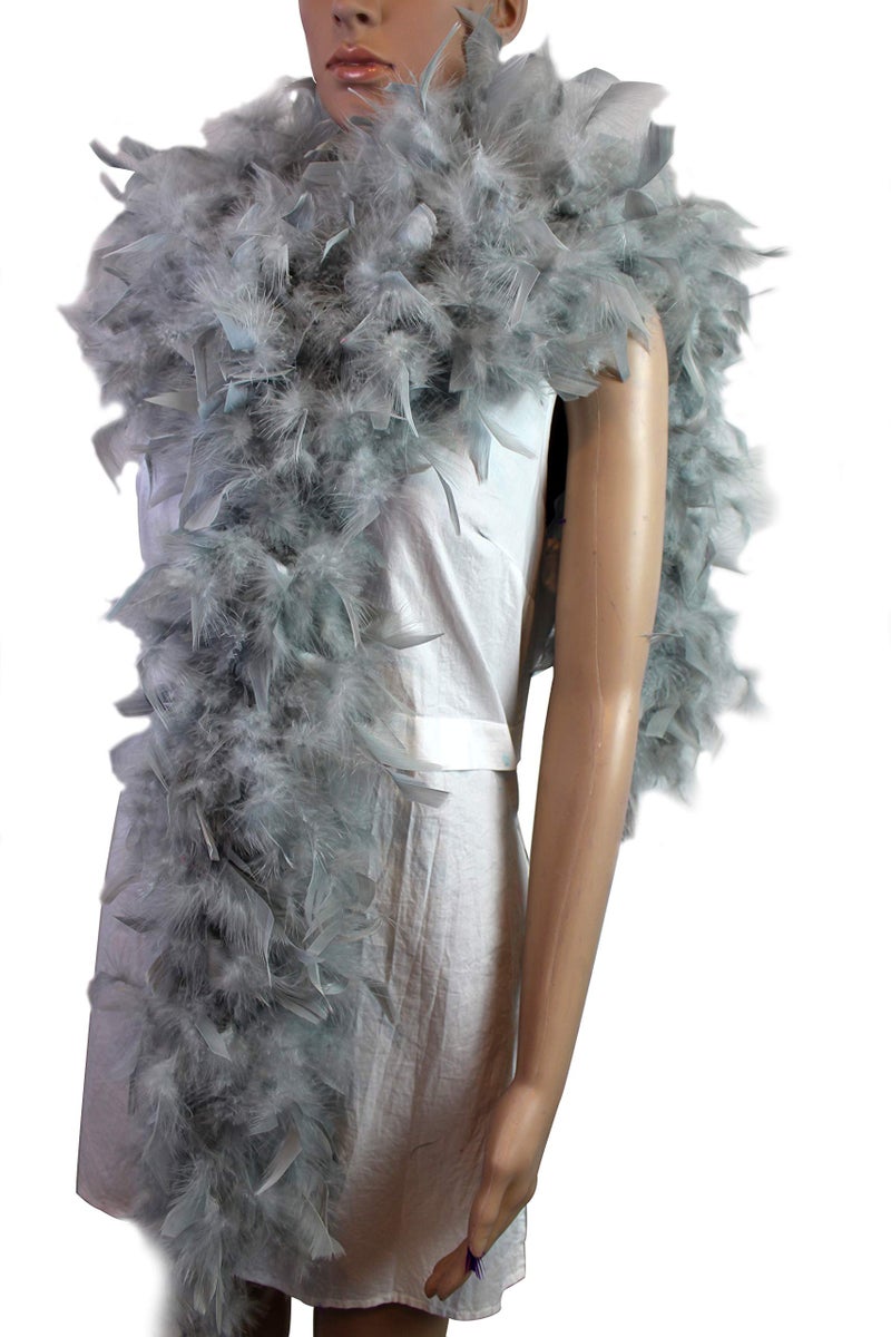 Flydreamfeathers 100 Gram 2 Yard Long Chandelle Feather Boa over 10 Colors, Great for Party, Wedding, Costume (Silver Grey Color) - Image 2