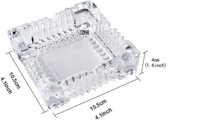 BINZO Crystal Glass Ash Tray, Tabletop Square Tray For Cigarettes, Ash Collectible For Car, Home, Office, Pack of 6 - Image 2