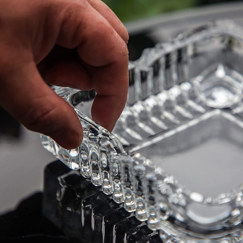 BINZO Crystal Glass Ash Tray, Tabletop Square Tray For Cigarettes, Ash Collectible For Car, Home, Office, Pack of 6 - Image 5