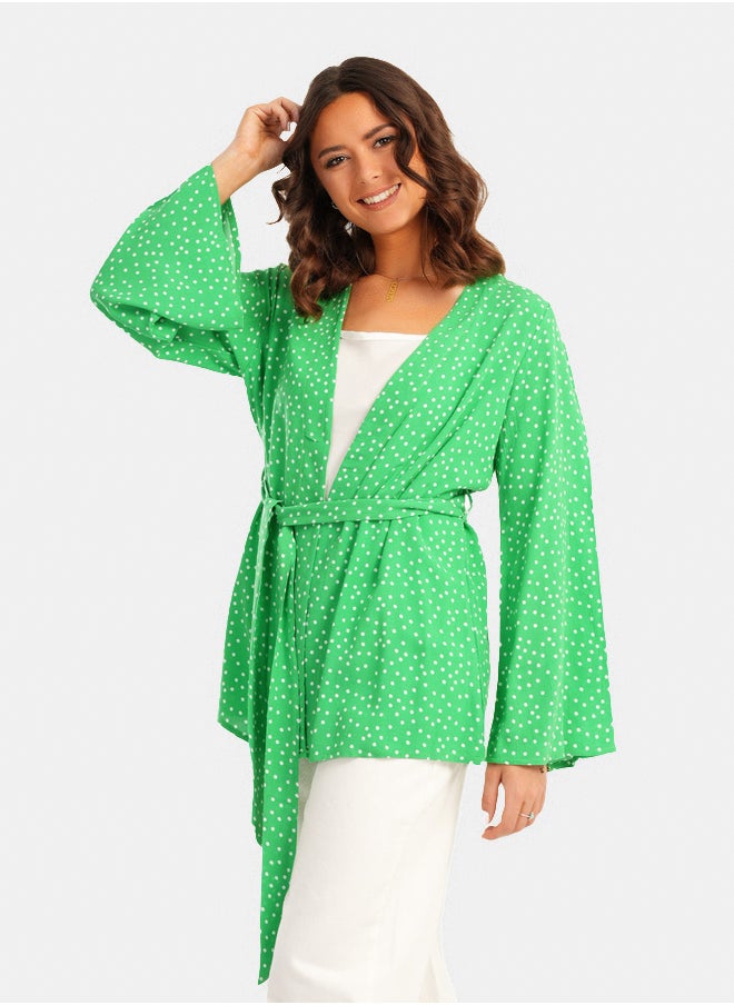 Clue Dotted Kimono with Flared Sleeves  - Image 2