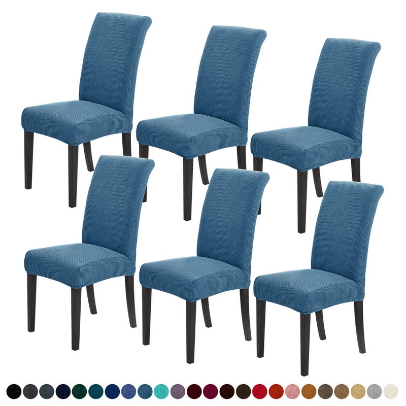 Joccun Chair Covers for Dining Room Set of 6Chair Slipcovers Stretch Dining Room Chair Covers Seat ProtectorWashable Parsons Chair Cover for HomeHotelBanquetDark Blue6 Pack
