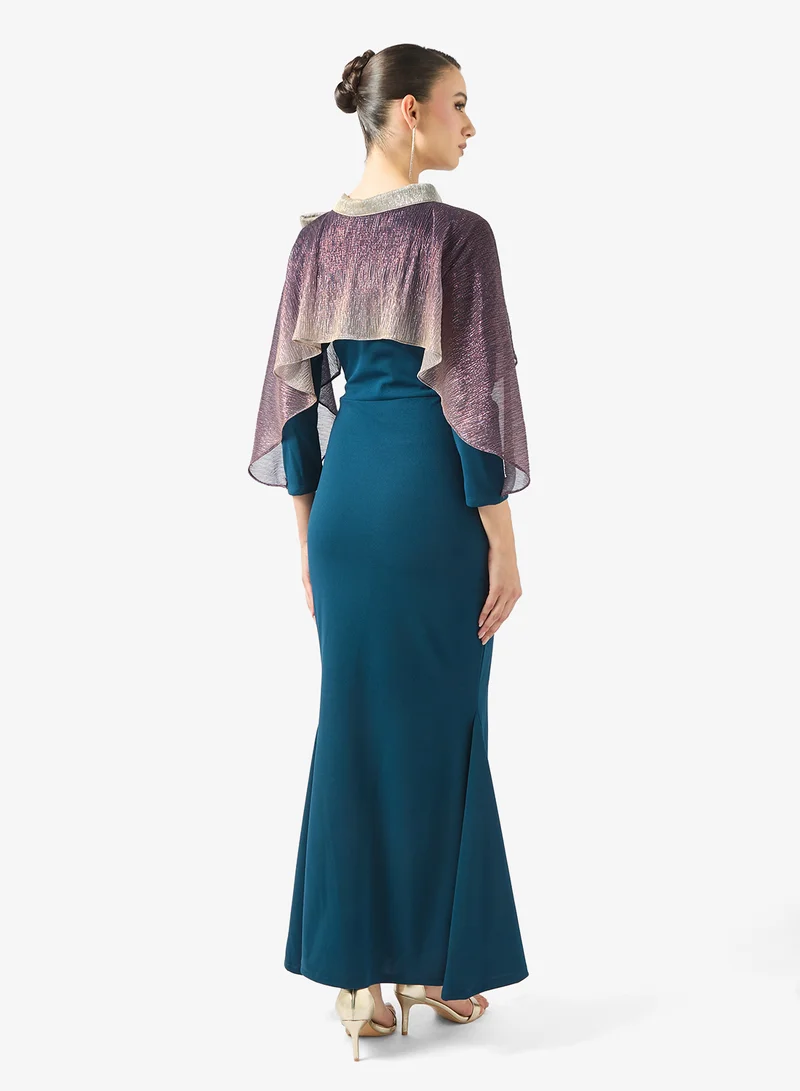 Namshi x Mermaid Cut Bodycon Dress With Ombre Cape