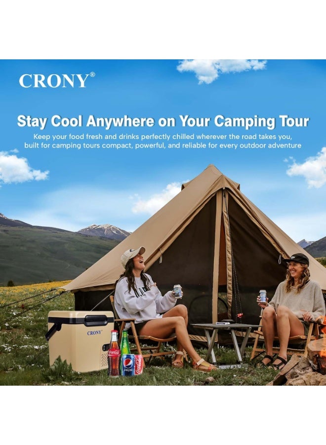 Crony N20 20L Portable Car Refrigerator Freezer, -20℃ to 20℃ Mini Compressor Fridge for Car, Truck, RV, Camping & Travel, DC12V/24V & AC 100-240V, Low Power 45W, Quiet ≤45dB, Electric Cooler Box, Outdoor Car Freezer, Small Vehicle Freezer, Compact Camping Fridge, Travel Car Cooler with ECO/Max Modes, R134a Refrigerant, Electric Car Cooler, Dual Power Mini Fridge for Home or Road Use, Camper Van Fridge, Yellow - Image 4