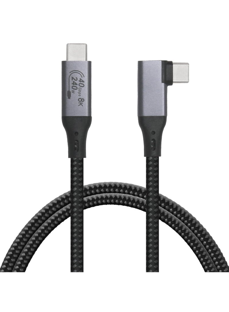 بيوينتي كابل USB4 بطول 3 أقدام متوافق مع Thunderbolt 3 Thunderbolt 4 وUSB-C - يدعم شاشة 8K HD ونقل البيانات بسرعة 40 جيجابايت في الثانية وشحن 240 وات - زاوية قائمة 90 درجة USB-C - Image 2