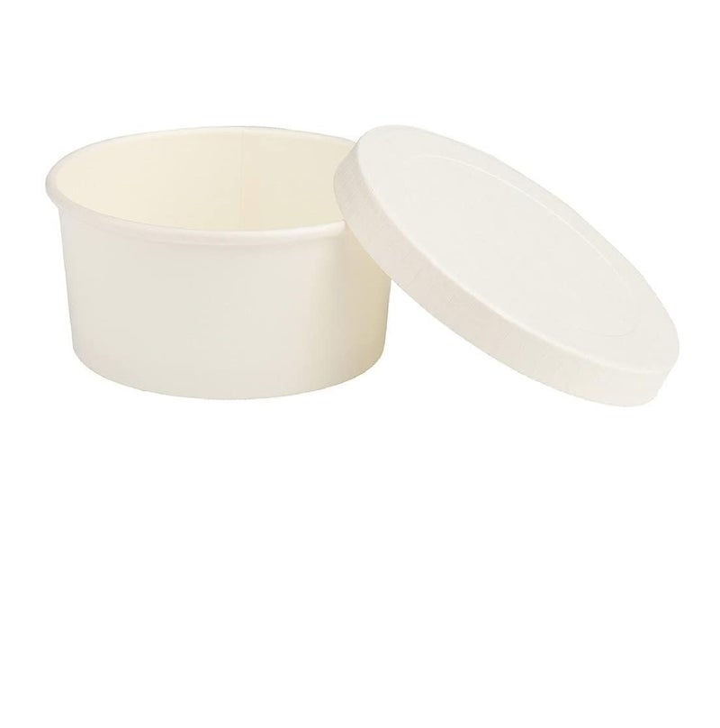 SHOP  SHOPPEE SHOP & SHOPPEE Disposable Thick-Walled Hard Craft Hard Paper Food Container Bowl/Tub with lid - 250 ml (Pack of 25, White) - Image 1