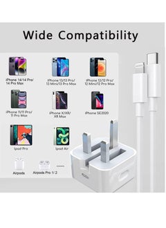 ESCASE iPhone 20W Fast Charger | USB C Wall Fast Charger with USB C to Lightning Cable Compatible with iPhone 14/14 Pro/14 Pro Max/13/12/11/XR/XS Max/X/iPad  - Image 2