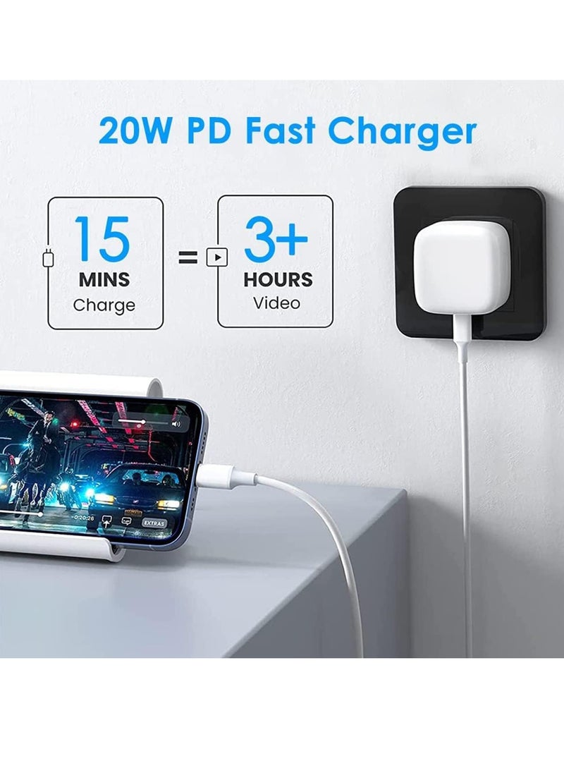 ESCASE - iPhone 20W Fast Charger | USB C Wall Fast Charger with USB C to Lightning Cable Compatible with iPhone 14/14 Pro/14 Pro Max/13/12/11/XR/XS Max/X/iPad - Image 1