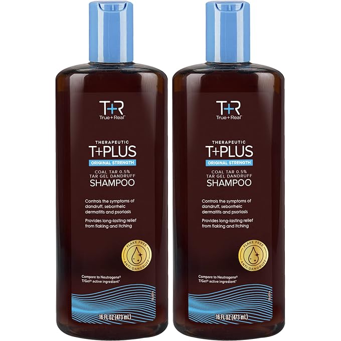 True+Real Therapeutic Plus Tar Gel Anti-Dandruff Shampoo Original Strength 0.5% Coal Tar, 16 Fl Oz, Pack of 2 - Image 1