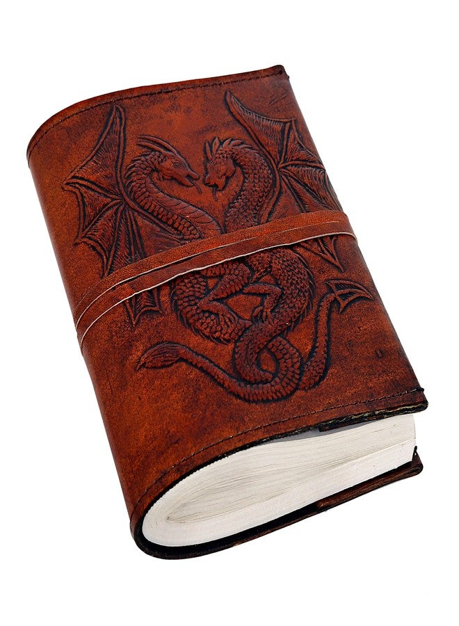 cuero Handmade Leather Double Dragon Journal/Writing Notebook Diary/Bound Daily Notepad for Men & Women - Image 1
