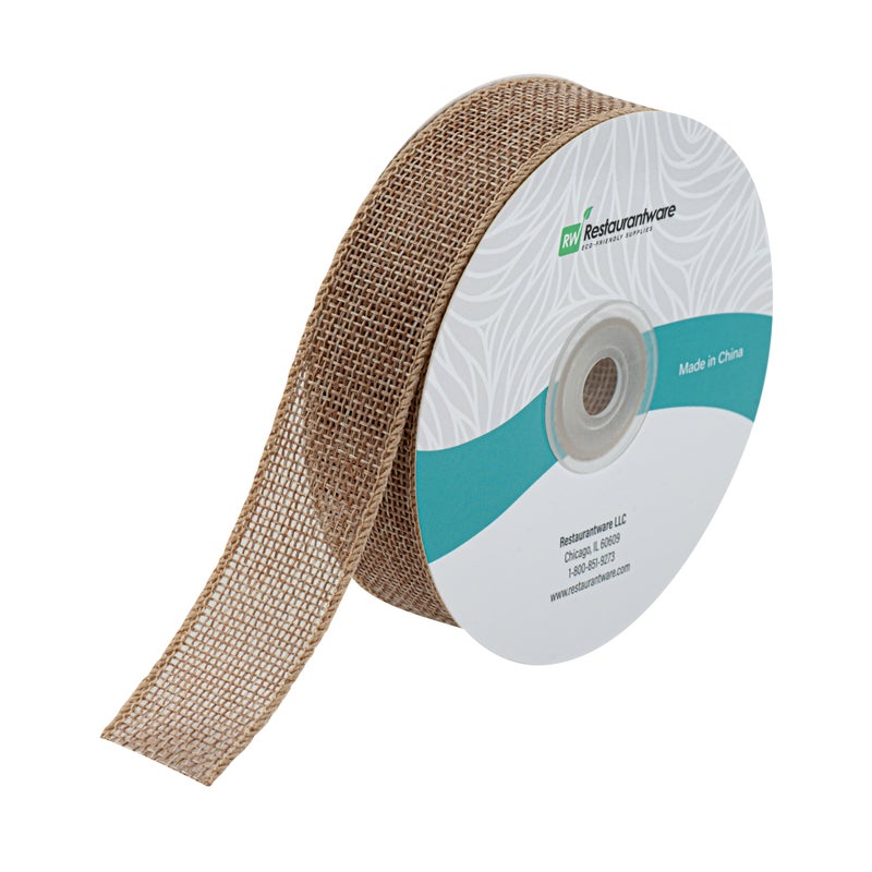 Restaurantware Restaurantware-Gift Tek 10 Yards x 1 Inch Rustic Ribbon, 10 Single Faced Fabric Ribbon - Wide, Neutral, Cotton Linen Ribbons, Solid Colored, For Gift Wrapping, Crafts, Weddings, Parties - Image 2