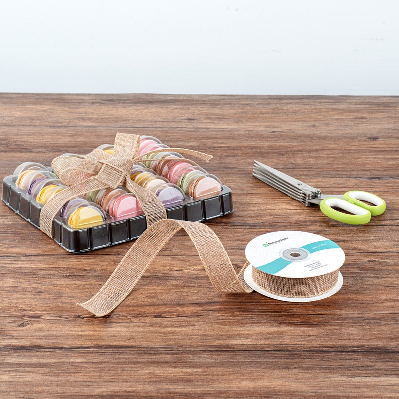 Restaurantware Restaurantware-Gift Tek 10 Yards x 1 Inch Rustic Ribbon, 10 Single Faced Fabric Ribbon - Wide, Neutral, Cotton Linen Ribbons, Solid Colored, For Gift Wrapping, Crafts, Weddings, Parties - Image 3