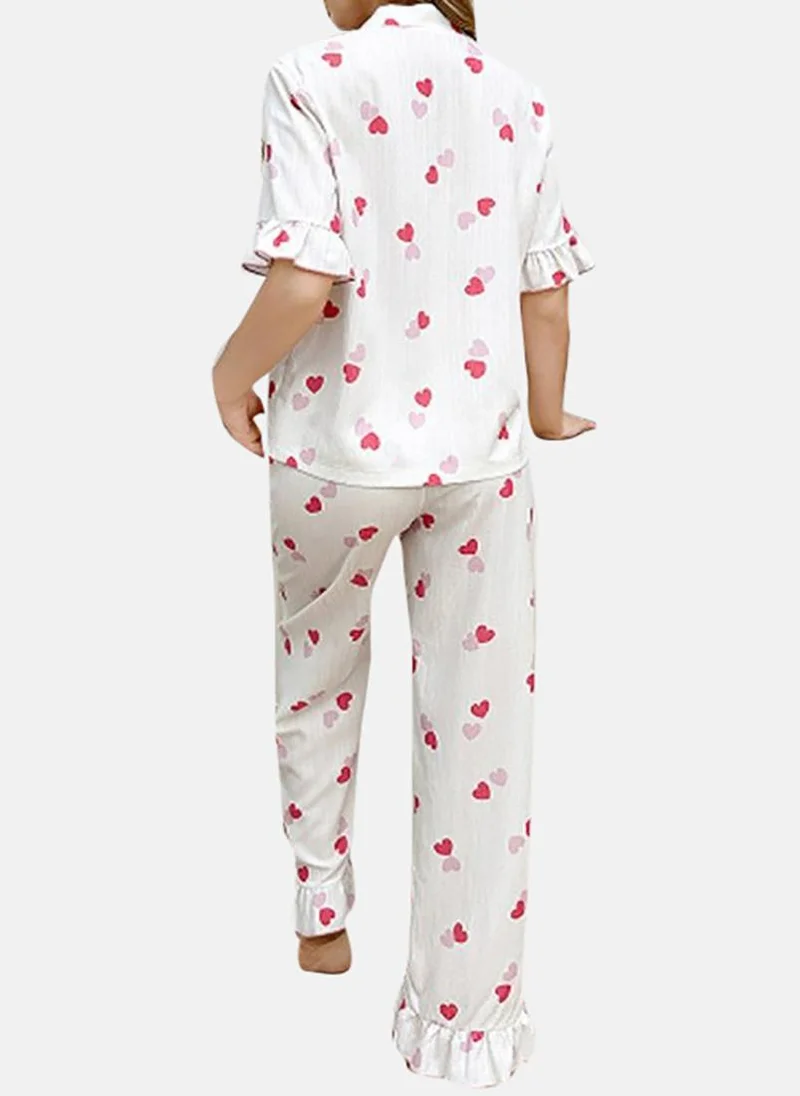 YUNIQEE White Printed Pyjamas & Top