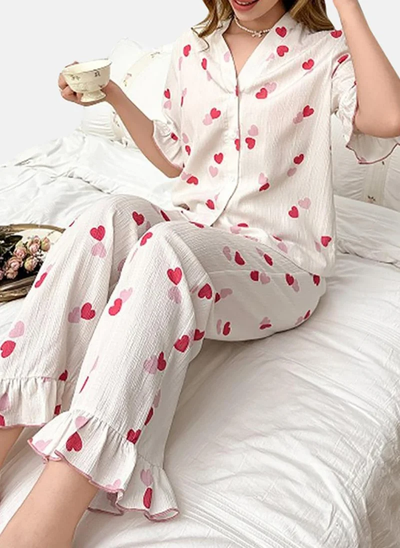 YUNIQEE White Printed Pyjamas & Top