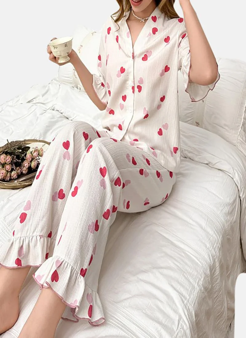 YUNIQEE White Printed Pyjamas & Top
