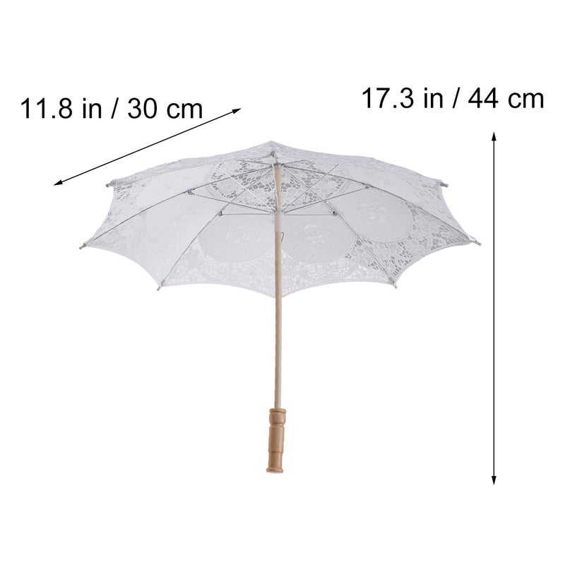 Lace Umbrella Handmade Photography Prop Wedding Umbrella Decor Diameter 60cm (White) - Image 4
