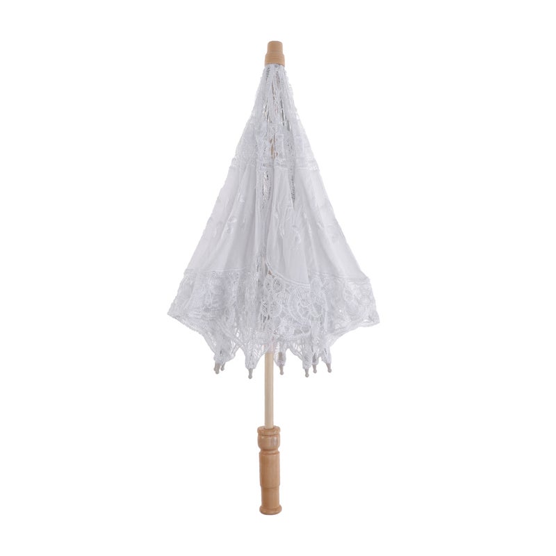 Lace Umbrella Handmade Photography Prop Wedding Umbrella Decor Diameter 60cm (White) - Image 2