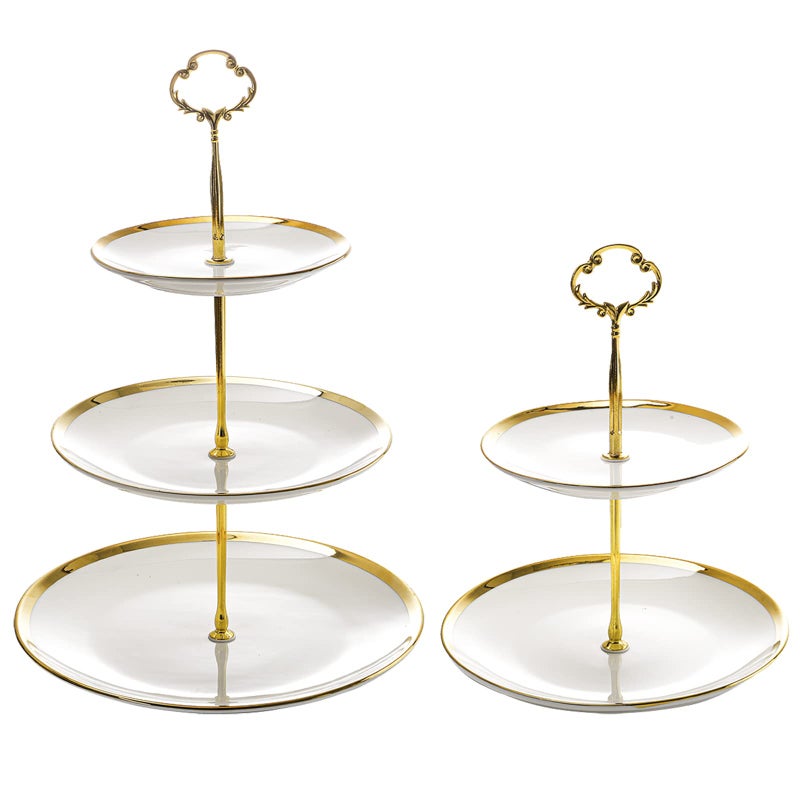 Frcctre Set of 2 Ceramic Cupcake Stand 32 Tier Porcelain Dessert Display Tower Pastry Serving Tray Tiered Dessert Cupcake Serving Platter for Tea Party Wedding Birthday - Image 3