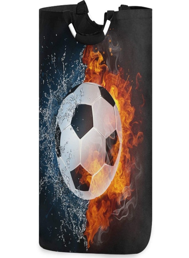visesunny Large Capacity Laundry Hamper Basket Soccer Ball In Fire And Water Oxford Cloth Storage Baskets for Bedroom, Bathroom, Dorm, Kids Room - Image 1
