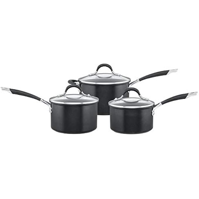 Circulon Non Stick Saucepan Set Of 3  Saucepans For Induction Hobs 16 18  20Cm With Toughened Glass Lids  Soft Grip Handles Dishwasher Safe Pan Set Black - Image 2