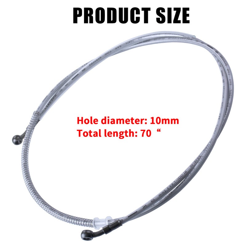 MWMNUN 70" Braided Hydraulic Brake Hose Line Pipeline Compatible with Chinese GY6 Scooter ATV Dirt Bike Go Kart 10mm Banjo Ends 178CM - Image 2