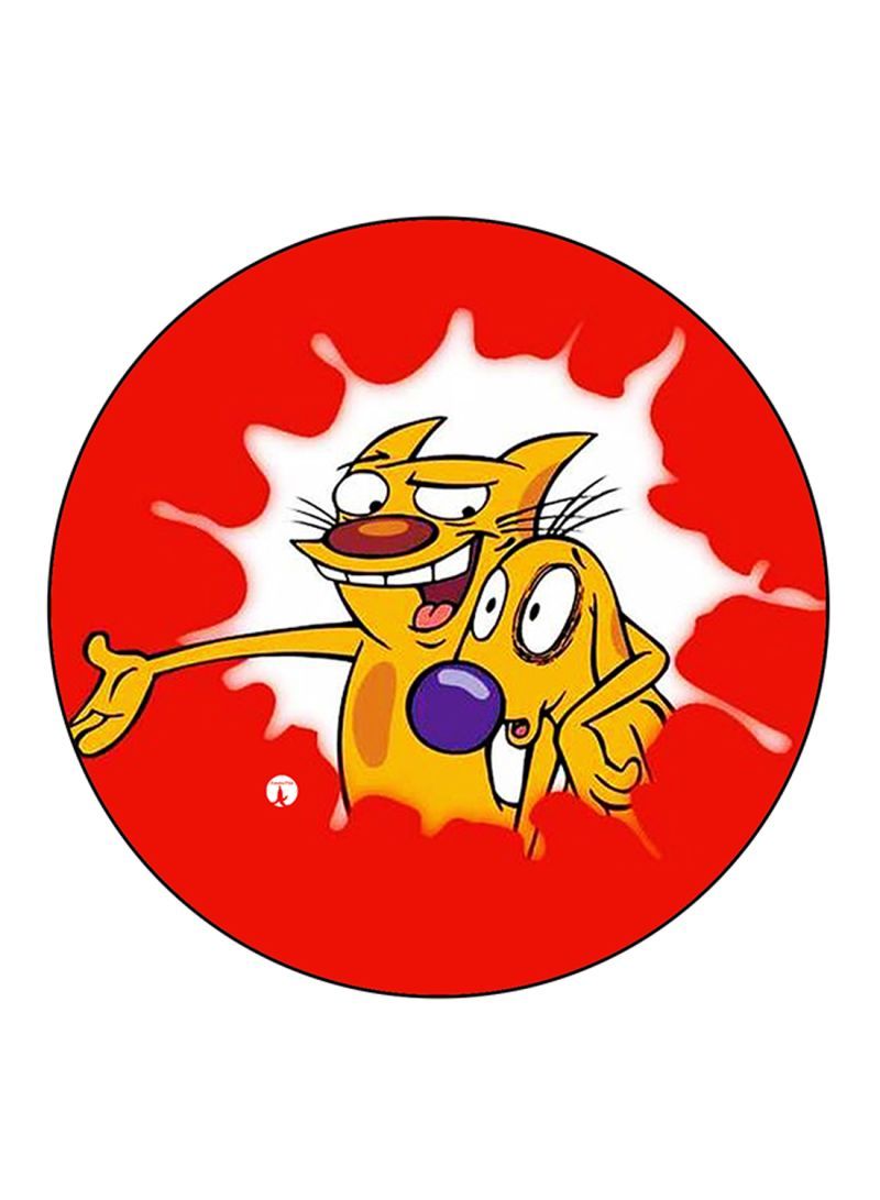 RKN Catdog Printed Fridge Magnet Round  Multicolour - Image 1