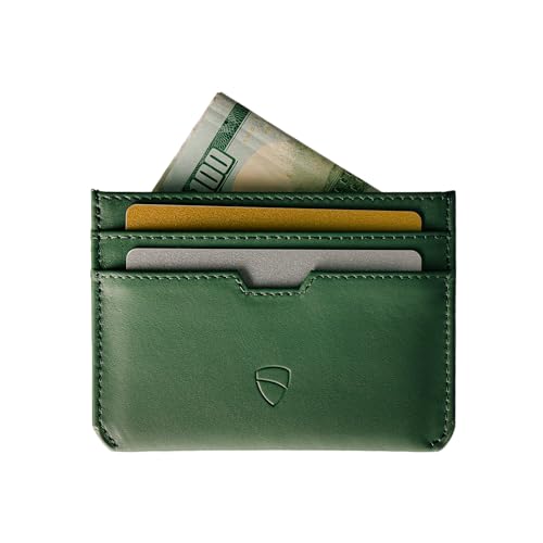 Vaultskin MOORGATE Slim Card Holder - Minimalist Leather Wallet, RFID Blocking Sleeve, Fits Front Pocket, for Men and Women (Hunter Green) - Image 1