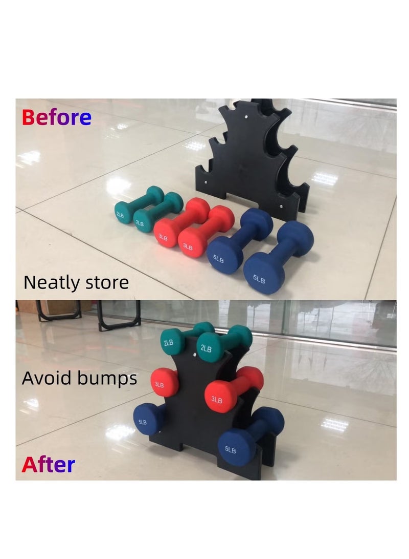 يا إلهي أرفف دمبلز لتدريب القوة ، حامل رف دمبلز منزلي 3 طبقات ، قابل للفصل وموفر للمساحة ، يحمل ما يصل إلى 6 دمبلز ، سهل التجميع ومتين ، مثالي لتنظيم صالة الألعاب الرياضية المنزلية والتخزين - Image 2